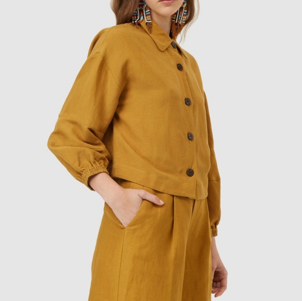 GORMAN Golden Mustard Linen Cropped Jacket - Picture 7 of 16